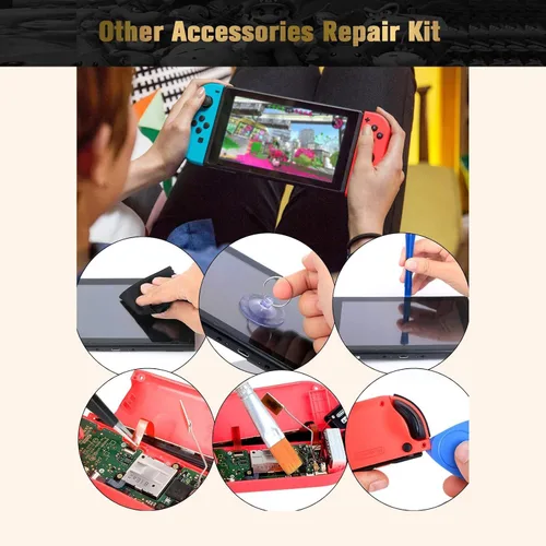 Vista 5 de Cierre de metal hebillas Kit de herramientas de reparación para Nintendo Interruptor NS Joy con con destornilladores