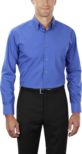 Vista 4 de Van Heusen Camisas de vestir para hombre de ajuste regular popelín sedoso sólido Pizarra gris