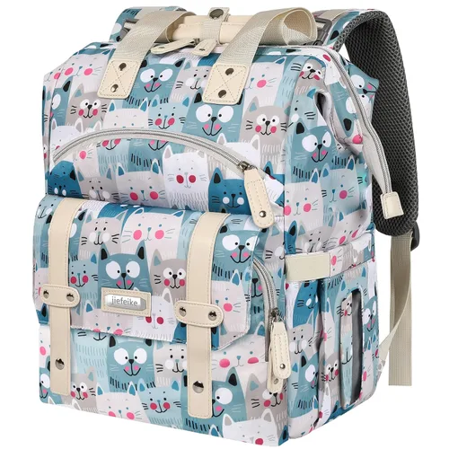 Vista 13 de Jiefeike Mochila para pañales para bebés, niños y niñas, bolsas de pañales portátiles para bebé, mochila para papá y mamá, bolsa de pañales