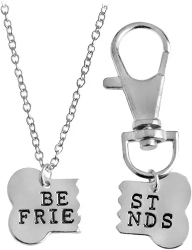 Vista 7 de Meiligo® Moda 2 piezas parejas aleación hueso perro collar llavero mejor amigo rompecabezas colgante juego etiqueta perro etiqueta collar conjunto