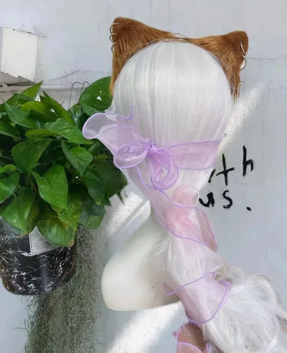 Vista 27 de VIGVAN Accesorios de orejas de gato para cosplay, punk, gótico, cruz, orejas de gato, pinzas para la cabeza