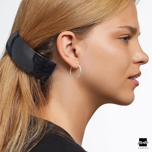 Vista 22 de Amberta® Aretes de plata de ley 925 con círculos finos y sin fin. Tamaño del diámetro: 20 30 40 60 2.953 in