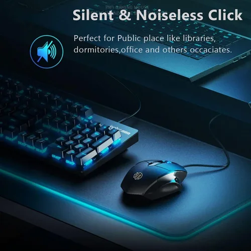 Vista 5 de ratón USB para computadora con cable, ratón silencioso con cable de clic de 3 botones, ratón óptico con cable, ratones para oficina y hogar