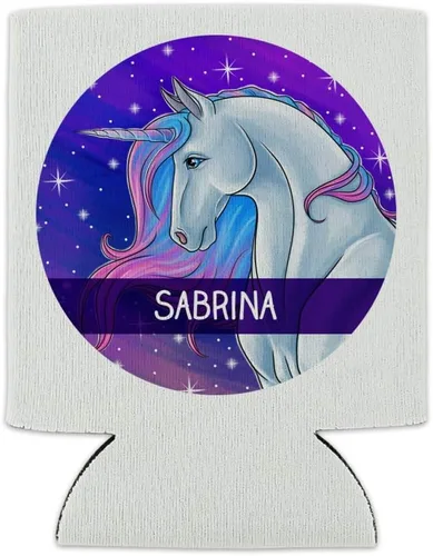 Vista 2 de Personalizado personalizado majestuoso unicornio 1 línea lata enfriador - manga bebida Hugger plegable aislante titular