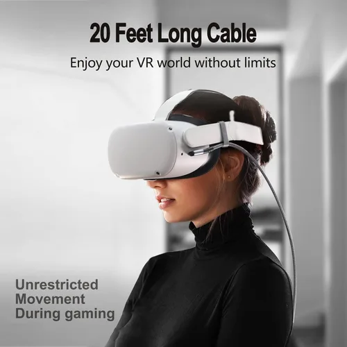 Vista 5 de LHJRY Cable de enlace de 20 pies compatible con Quest2Quest ProPico 4 accesorios, PCSteam VR, cable de transferencia de datos de alta velocidad