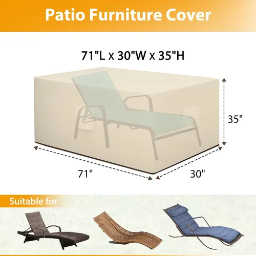 Vista 7 de HDCAXKJ Fundas impermeables para muebles de patio, funda para tumbona para exteriores, funda resistente con cremallera, resistente a la intemperie