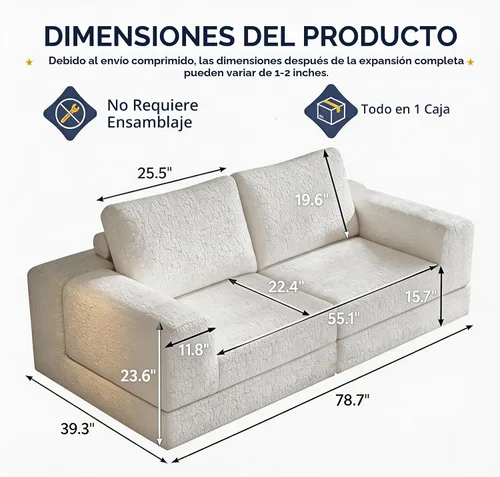 Vista 3 de Sofá Seccional Modular Cloud, Combinación DIY Sofá Modular para Sala de Estar, Sofás de Asiento de Amor de Tela Tejida Única con 2 Almohadas, Sofá