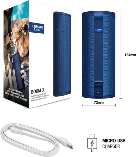 Vista 9 de Ultimate Ears Boom 3 - Altavoz inalámbrico Bluetooth, sonido audaz + graves profundos, Bluetooth, botón mágico, impermeable, batería de 15 horas