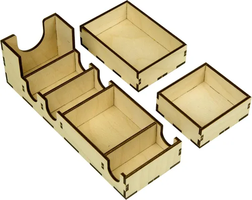 Vista 2 de The Broken Token Organizador de juegos compatible con Race for The Galaxy, caja de almacenamiento de madera con múltiples divisores ajustables