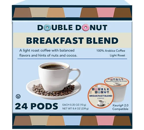 Vista 77 de Double Donut Coffee Cápsulas de Café Half Caff, Cápsulas de Café de Media Cafeína de Porción Individual para Cafeteras Keurig K Cup, Tostado Medio
