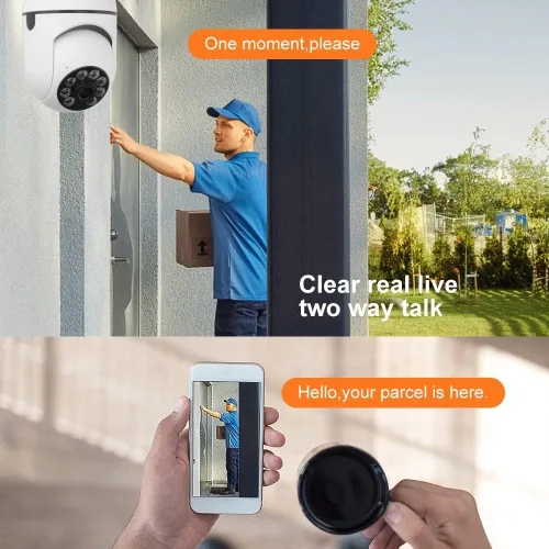 Vista 3 de Cámara de seguridad de bombilla, Full HD 1080P 360 grados panorámica 2.4G cámara inalámbrica WiFi, con visión nocturna infrarroja y detección