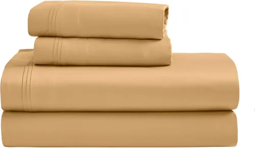 Vista 13 de SUPERIOR Juego de sábanas de algodón egipcio de 4 piezas, lujo de 1500 hilos, diseño moderno, sábanas sostenibles, básicos ultrasuaves, sólido
