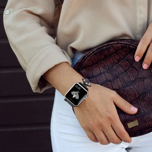 Vista 3 de SaNgaiMEi Correa compatible con Apple Watch Ultra Band de 1.929 in 1.772 in 1.732 in 1.654 in 1.614 in 1.575 in 1.496 in Correa de acero inoxidable