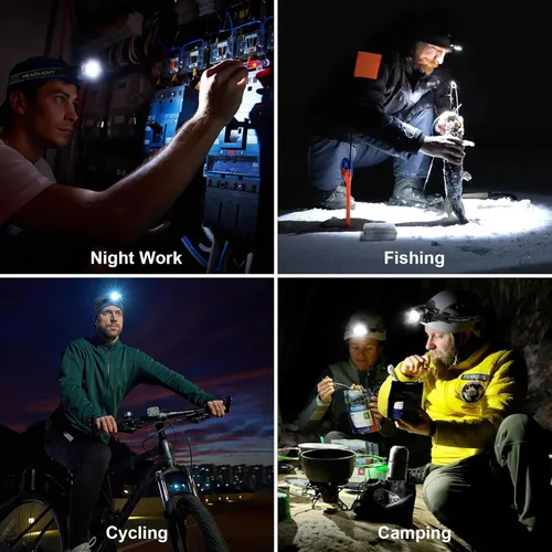 Vista 7 de Pack de 3 linternas recargables para la cabeza súper brillantes, lámpara de cabeza LED de 99000 lúmenes con 3 modos, ángulo de 90° y enfoque