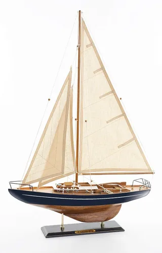 Vista 6 de Maqueta de velero de madera con acabado antiguo en marfil de Sailingstory para decoración náutica