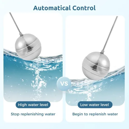 Vista 2 de 2 Pcs Float Valve, 3/4 Inches Stainless Steel Float Ball Valve for Water Tank, Automatic Brass Toilet Valve, Floating Ball Valve Switch for Stock