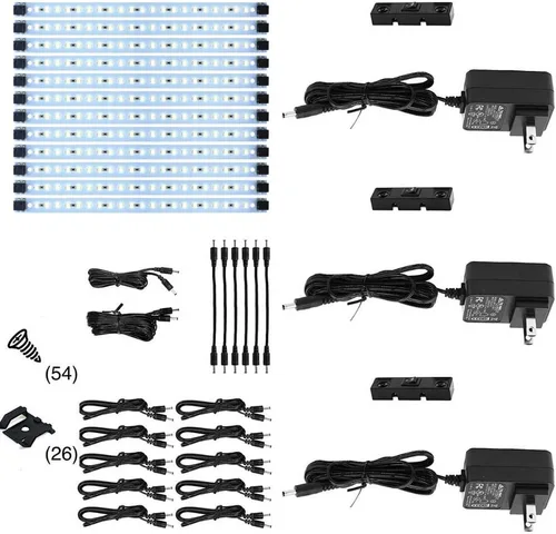 Vista 7 de Inspired LED Iluminación LED para debajo del gabinete Pro Series 21 LED Deluxe Kit 3 paneles de luz 3000 Kelvin Iluminación bajo gabinete Blanco