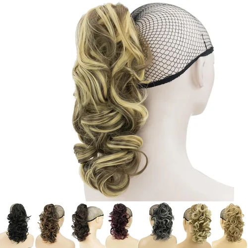 Vista 17 de IMISSU Extensiones de cabello rizado desordenado, cola de caballo con clip de cola de caballo (rubio playa)