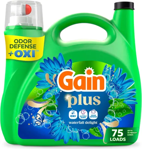 Vista 15 de Gain Detergente líquido para ropa Plus, más limpio, más fresco, ahora con aroma Oxi, Moonlight Breeze, 99 onzas líquidas, 75 cargas