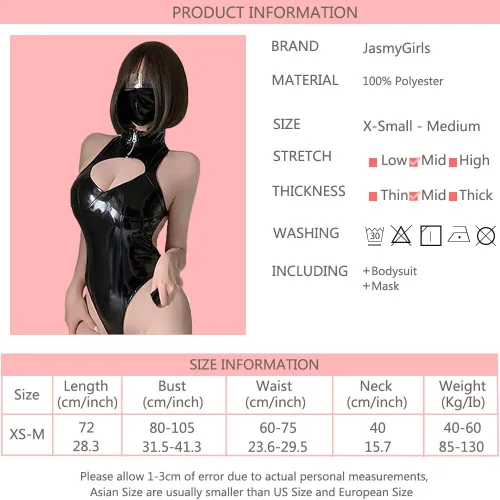Vista 6 de JasmyGirls Disfraz sexy de conejito para Halloween, cosplay, body de anime de gato, lencería gótica de sirvienta, juego de rol de luna, juego de rol