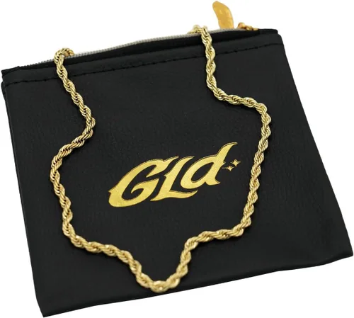 Vista 14 de Cadena GLD de cuerda - Cadena de cuerda chapada en oro con bolsa de viaje de almacenamiento exclusiva - Cierre a prueba de arrebato, resistente al