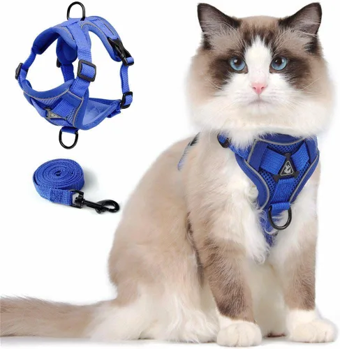 Vista 7 de Skmeditec Juego de arnés y correa para gato: chaleco a prueba de fugas mejorado con correa para gatos grandes, perros pequeños y cachorros, chaqueta