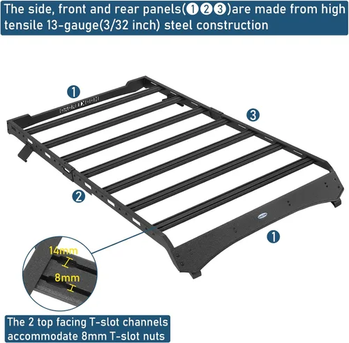 Vista 6 de u-Box Bronco Barras transversales de aluminio para Ford Bronco 2021-2026 con techo rígido de 2 puertas (excluye Bronco Sport), cesta de carga