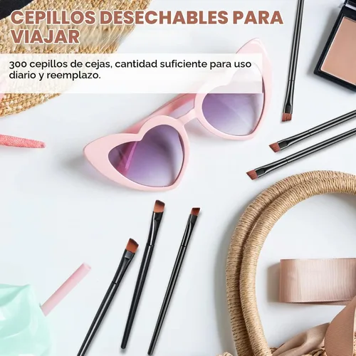 Vista 6 de 300 brochas desechables para cejas multifunción, brochas cosméticas para cejas, portátiles, en ángulo, tinte profesional para cejas, suministros