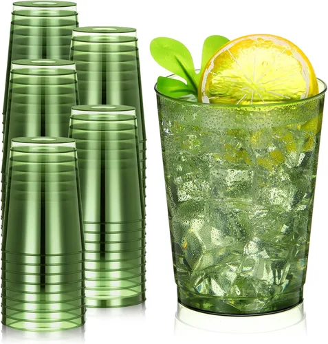 Vista 14 de Minatee 100 vasos de plástico desechables de lujo, vasos de cóctel de vino resistentes para graduaciones, bodas y fiestas de cumpleaños, vasos