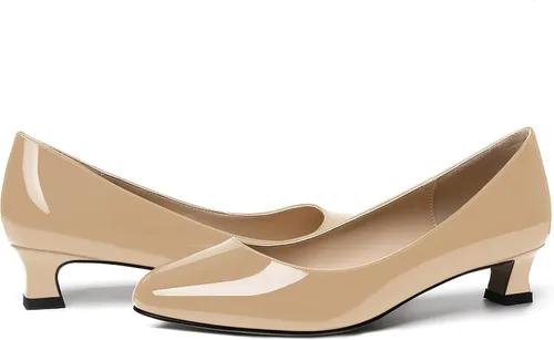 Vista 6 de SKYSTERRY Zapatos de vestir de oficina para mujer, punta redonda, carrete de patente, tacón bajo, zapatos de vestir de oficina de 1.5 pulgadas