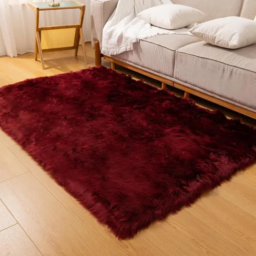Vista 39 de Alfombra de piel sintética de 2 x 6 pies, color beige, lavable a máquina, súper suave, esponjosa, alfombra de piel de oveja mullida para dormitorio