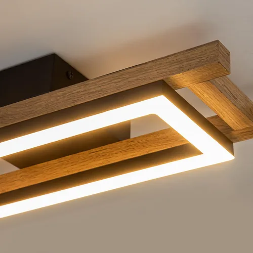 Vista 3 de Lingkai Luces LED de techo modernas de madera, cuadrada, rectangular, de madera, 17.3 pulgadas, 12 W, accesorios de iluminación de techo de cocina