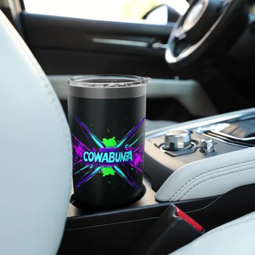 Vista 6 de Cowabunga Retro 80s 90s Nostalgia Slang Grunge Art - Vaso aislado de acero inoxidable