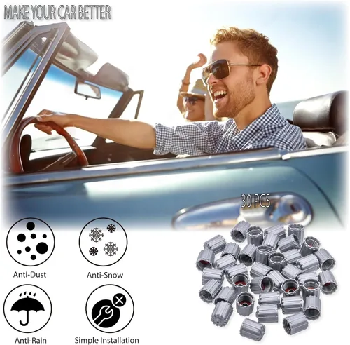 Vista 91 de 10 piezas de tapas de válvula de neumático TPMS con vástago largo, tapas de válvula de rueda de plástico negro para TPMS TR20008, tapas de vástago