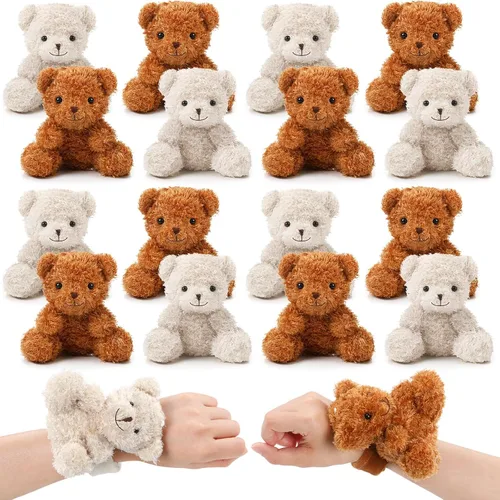 Vista 12 de Ceenna - 16 pulseras de animales de peluche para niños, color marrón
