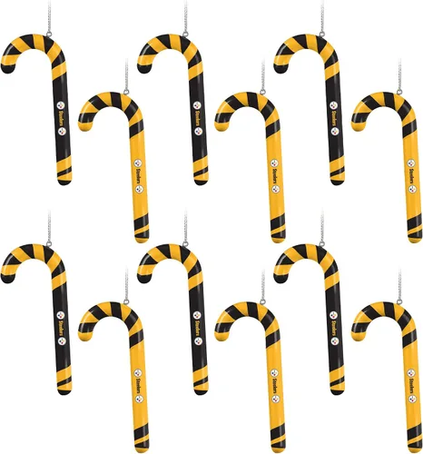 Vista 17 de NFL Team Logo 12 Pack Candy Cane Ornament Set