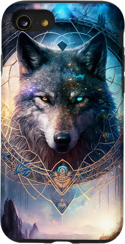 Vista 18 de Wolf Mystical Surreal Fantasy Funda para iPhone 17