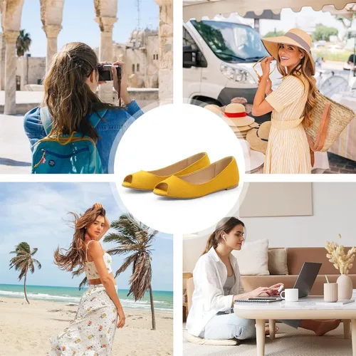 Vista 5 de MUSSHOE Zapatos planos con puntera abierta para mujer