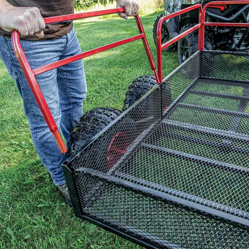 Vista 6 de Yutrax TX159 remolque utilitario para vehículos todoterreno de estilo guerrero X4 negro y rojo