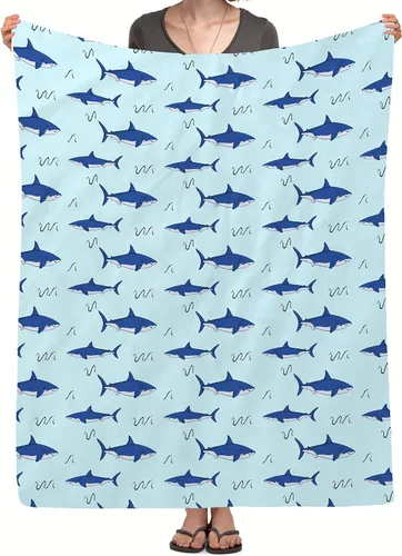 Vista 12 de Manta de tiburón para regalo, manta de franela de forro polar de 40 x 50 pulgadas, suave, acogedora y ligera, mantas para sofá, cama, sofá de viaje