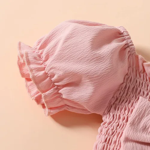 Vista 5 de Traje de verano para niñas pequeñas, con un hombro descubierto, estampado floral, pantalones cortos con diadema, lindos juegos de ropa para niños