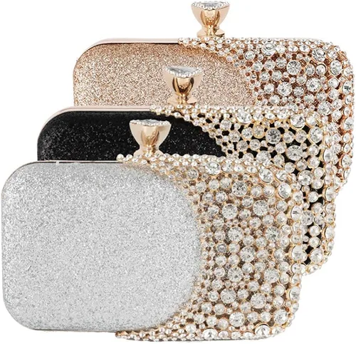 Vista 7 de FIVE FLOWER Womens Crystal Evening Clutch Bag Wedding Purse Bridal Prom Handbag Party Bag