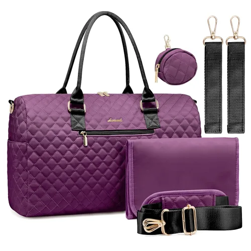Vista 12 de LOVEVOOK - Bolso de pañales con estuche para chupete y cambiador, bolso grande de maternidad para hospital y viajes de fin de semana, bolso