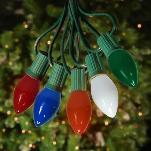 Vista 8 de Bombillas de repuesto C7, bombillas de Navidad multicolor, base de candelabro E12, incandescente de 5 vatios para luces de cadena al aire libre