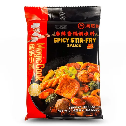 Vista 4 de NT# Hai Di Lao Basic Salsa salteada - Spicy Mala Xiang Guo 2 x 3.88 oz -Simplemente ingredientes hervidos, escurre los ingredientes y fríe con esta