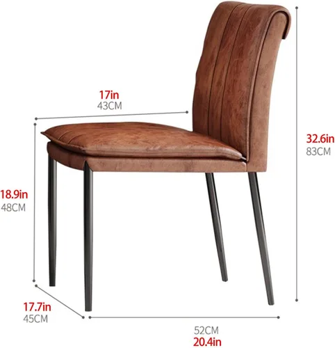 Vista 3 de Kitchen Dining Chairs,Oil Wax Leather Dining Room Chairs with Metal Legs, No Armless Leather Dining Chair with Mediumhigh Backrest for Living Room