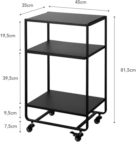 Vista 8 de YAMAZAKI Home Tower - Carrito organizador de 3 niveles de metal rodante con ruedas, carrito utilitario para cocina/baño, 32 pulgadas, acero