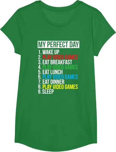 Vista 40 de My Perfect Day" - Camiseta negra de ajuste clásico, cuello redondo, manga corta, poliéster y algodón, Negro
