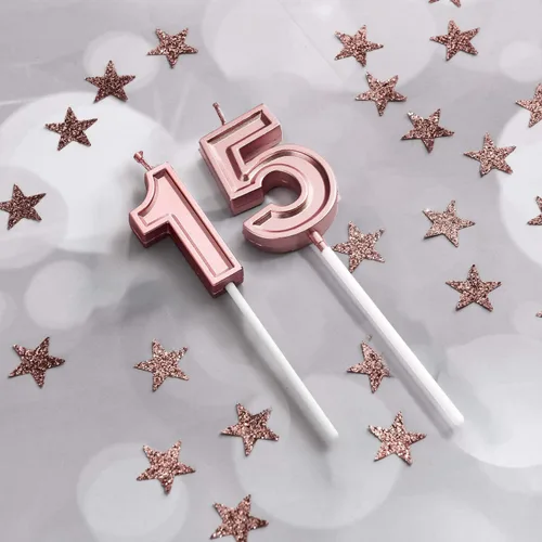 Vista 7 de El juego de decoraciones para tartas de cumpleaños de 15 años incluye velas digitales 1 y 5 números 15 velas para tartas y adornos de feliz Serie