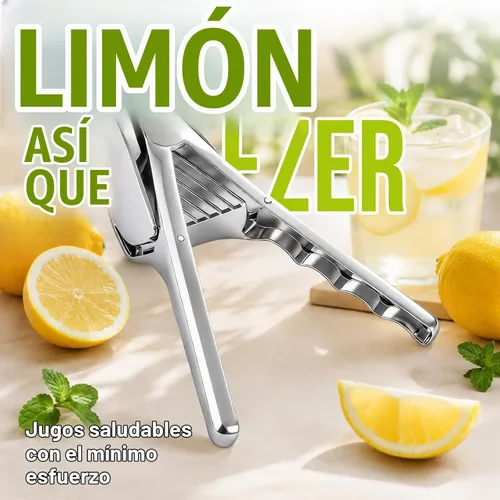 Vista 6 de Exprimidor manual de limón de acero inoxidable duradero, exprimidor de cítricos de mano para una extracción eficiente del jugo de limón, lima